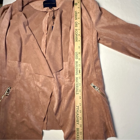 NWT Adrienne Vittadini Soft Pink Microfiber faux suede drapey jacket size S - Picture 4 of 9